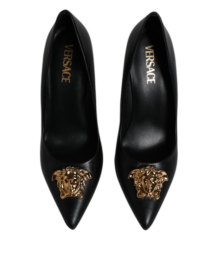 Versace Black Leather High Heel Pumps