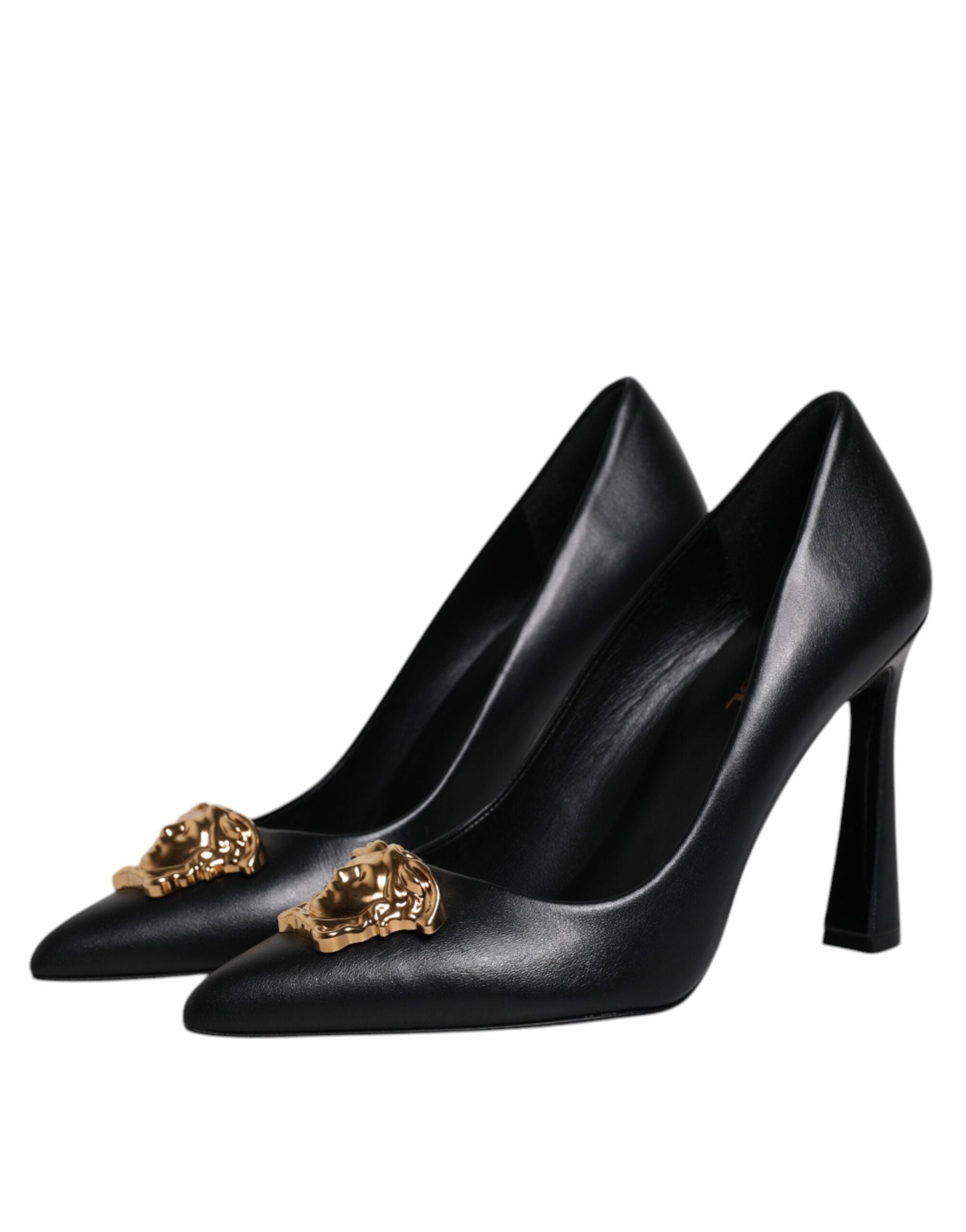 Versace Black Leather High Heel Pumps