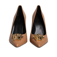 Versace Brown Leather High Heel Pumps