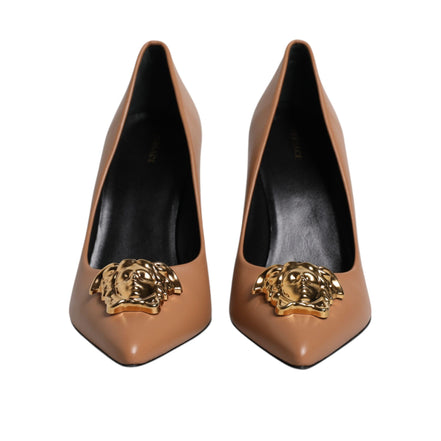 Versace Brown Leather High Heel Pumps