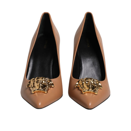 Versace Brown Leather High Heel Pumps