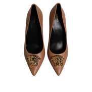 Versace Brown Leather High Heel Pumps