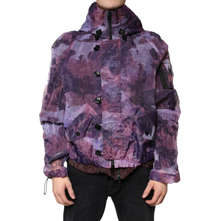 Dolce & Gabbana Purple Camouflage Hooded Blouson Jacket