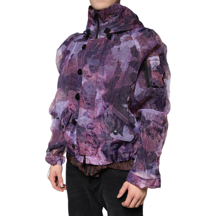 Dolce & Gabbana Purple Camouflage Hooded Blouson Jacket