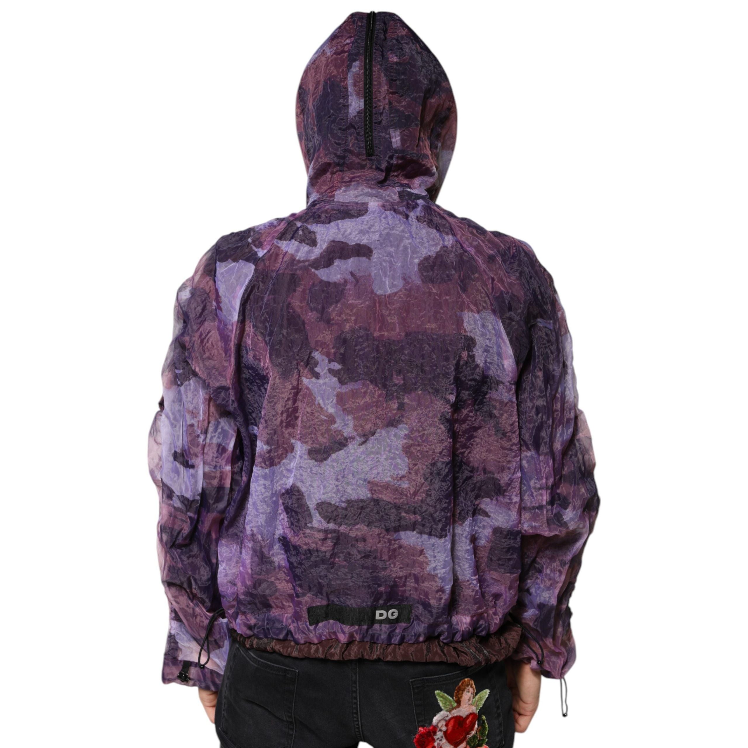 Dolce & Gabbana Purple Camouflage Hooded Blouson Jacket