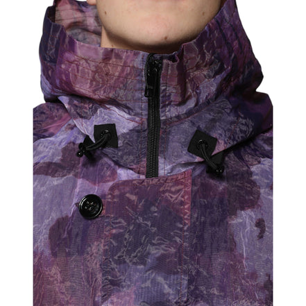 Dolce & Gabbana Purple Camouflage Hooded Blouson Jacket