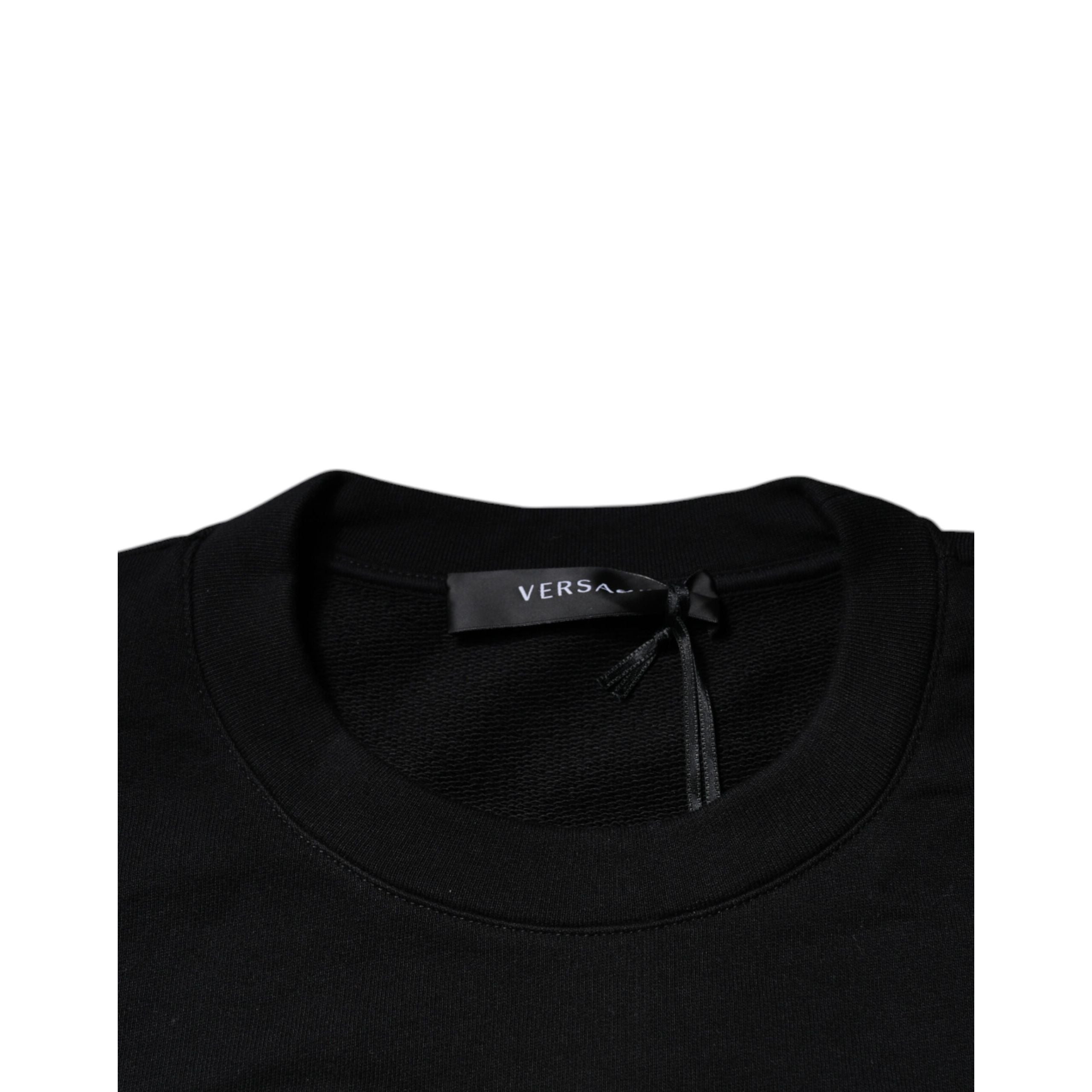 Pulover Versace negru, cu decolteu rotund și broderie Medusa