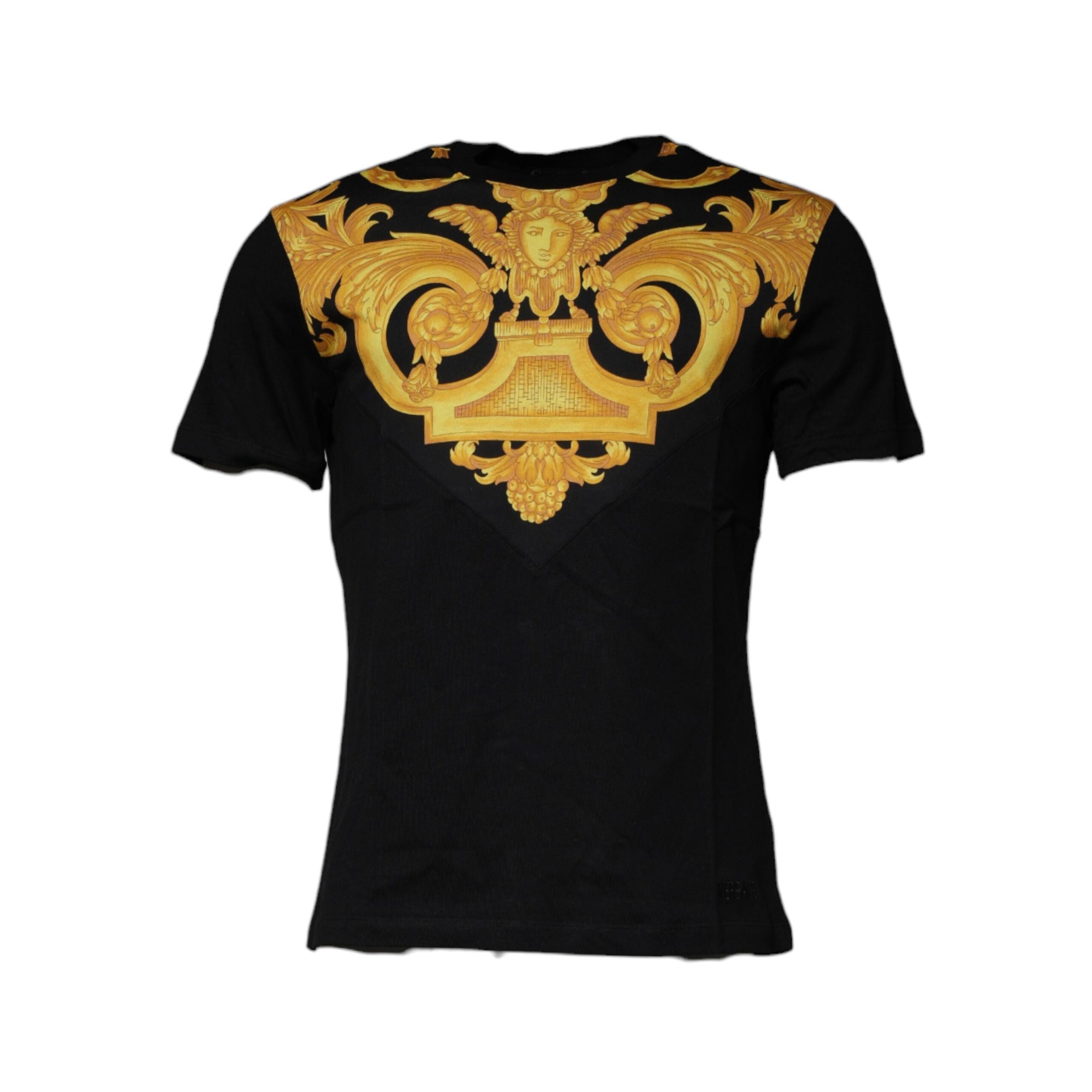 Tricou Versace din bumbac negru cu decolteu rotund și imprimeu Medusa