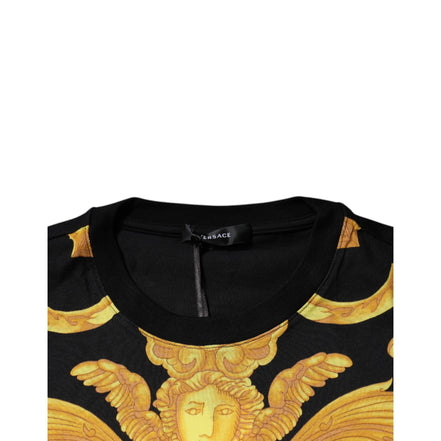 Tricou Versace din bumbac negru cu decolteu rotund și imprimeu Medusa