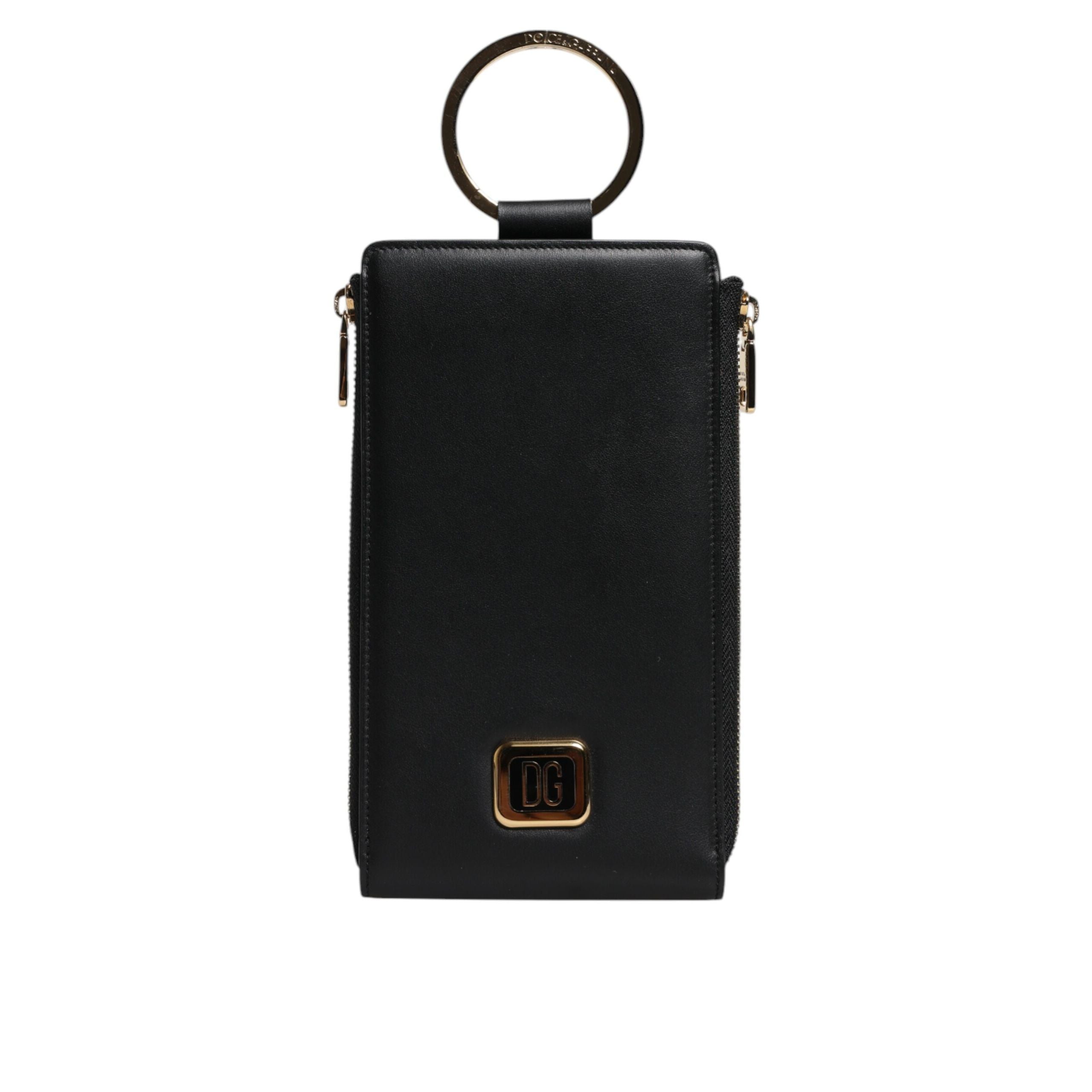 Dolce & Gabbana Black Leather Logo Neck Strap Wallet