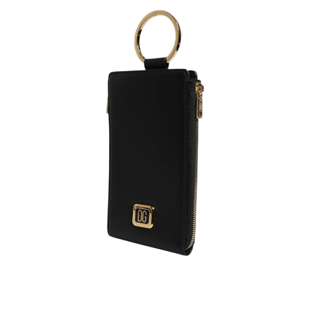 Dolce & Gabbana Black Leather Logo Neck Strap Wallet