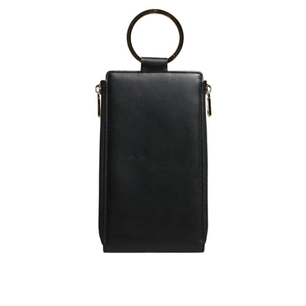 Dolce & Gabbana Black Leather Logo Neck Strap Wallet