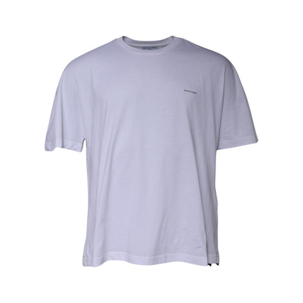 Tricou Balenciaga alb din bumbac, cu logo, guler rotund și mânecă scurtă
