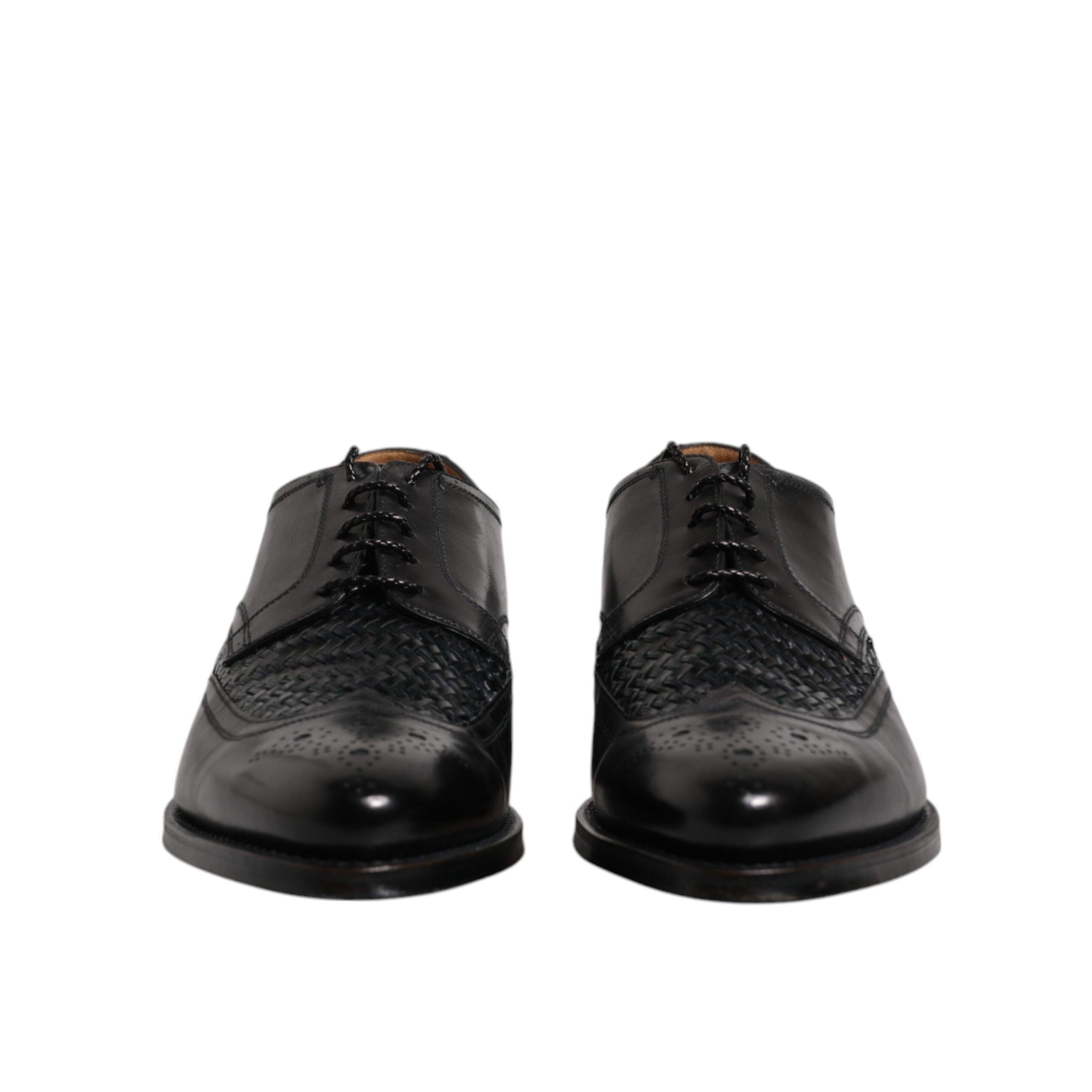 Dolce & Gabbana Black Leather Wingtip Lace-Up Derby Shoes