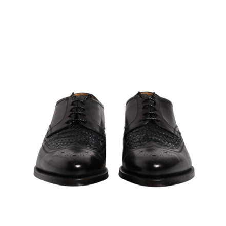 Dolce & Gabbana Black Leather Wingtip Lace-Up Derby Shoes