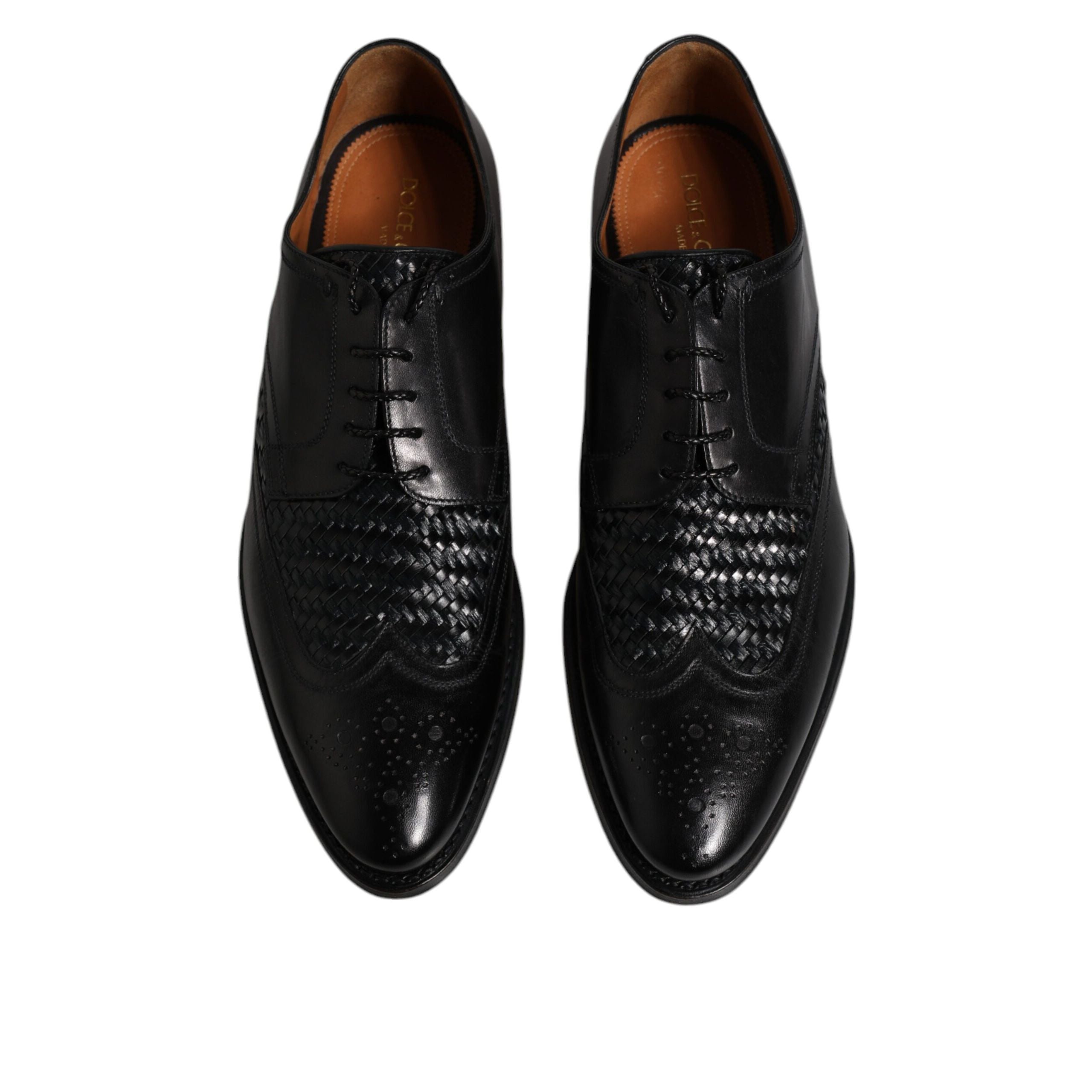 Dolce & Gabbana Black Leather Wingtip Lace-Up Derby Shoes