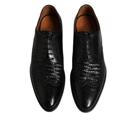 Dolce & Gabbana Black Leather Wingtip Lace-Up Derby Shoes