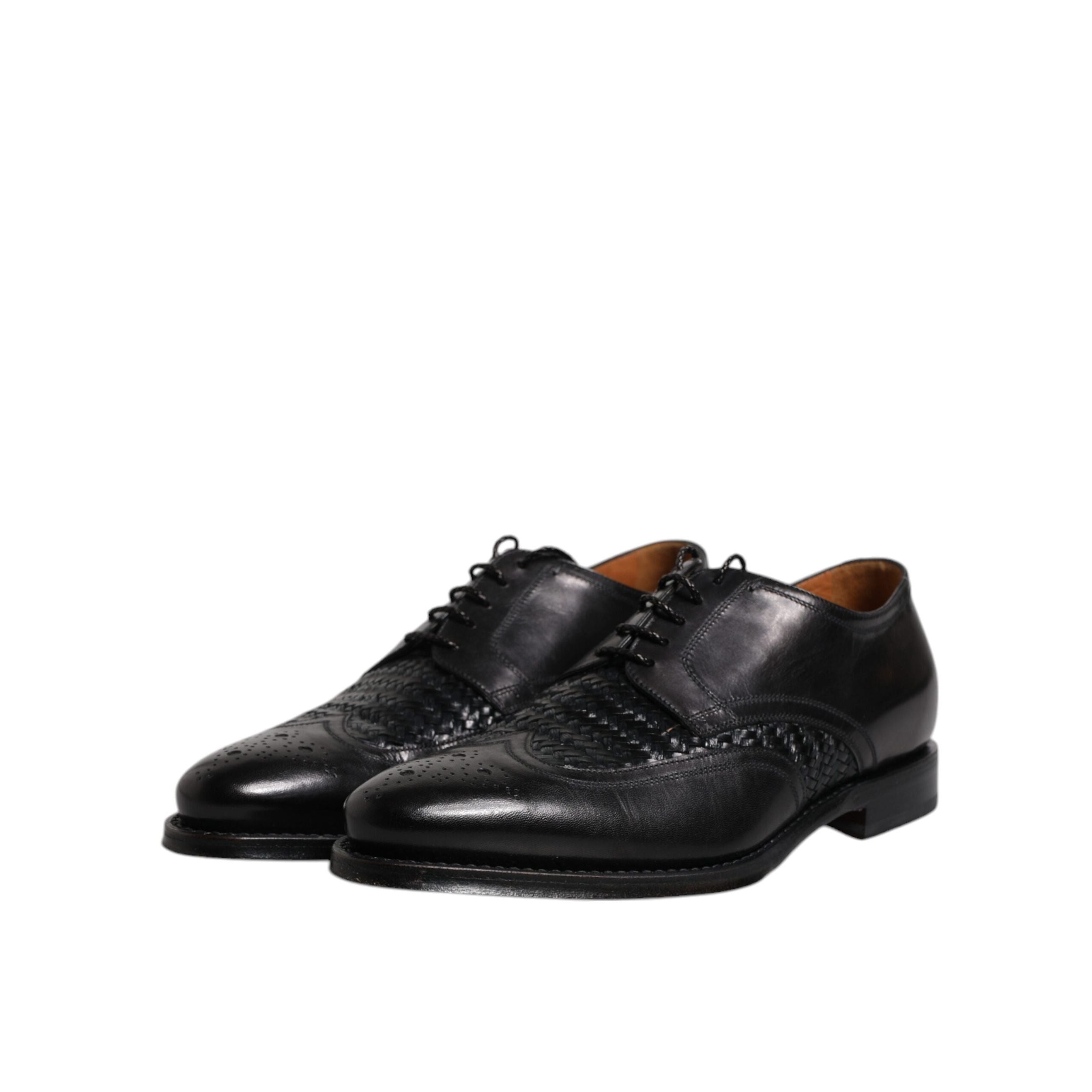 Dolce & Gabbana Black Leather Wingtip Lace-Up Derby Shoes
