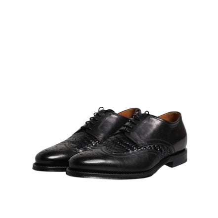 Dolce & Gabbana Black Leather Wingtip Lace-Up Derby Shoes