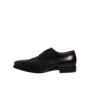 Dolce & Gabbana Black Leather Wingtip Lace-Up Derby Shoes