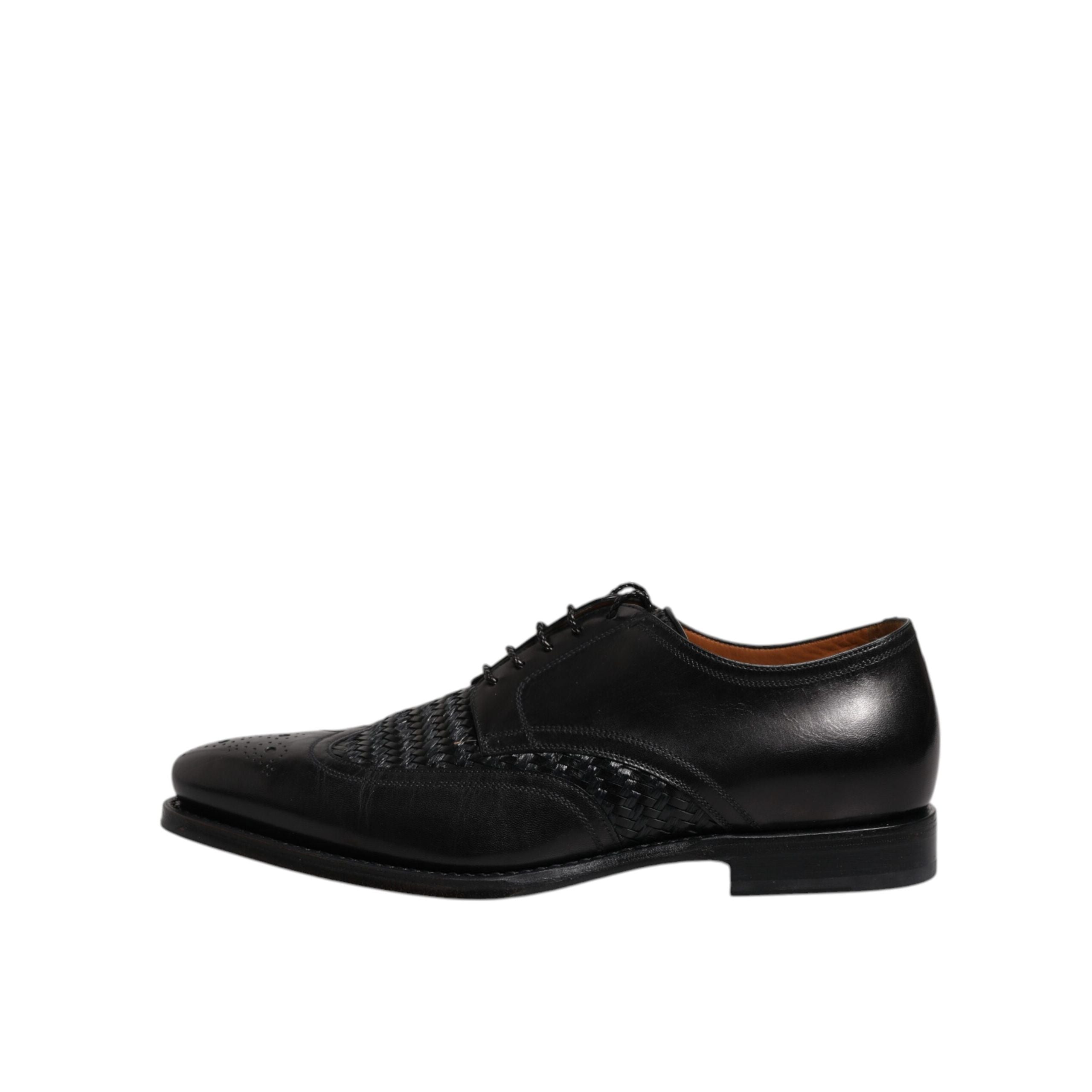 Dolce & Gabbana Black Leather Wingtip Lace-Up Derby Shoes