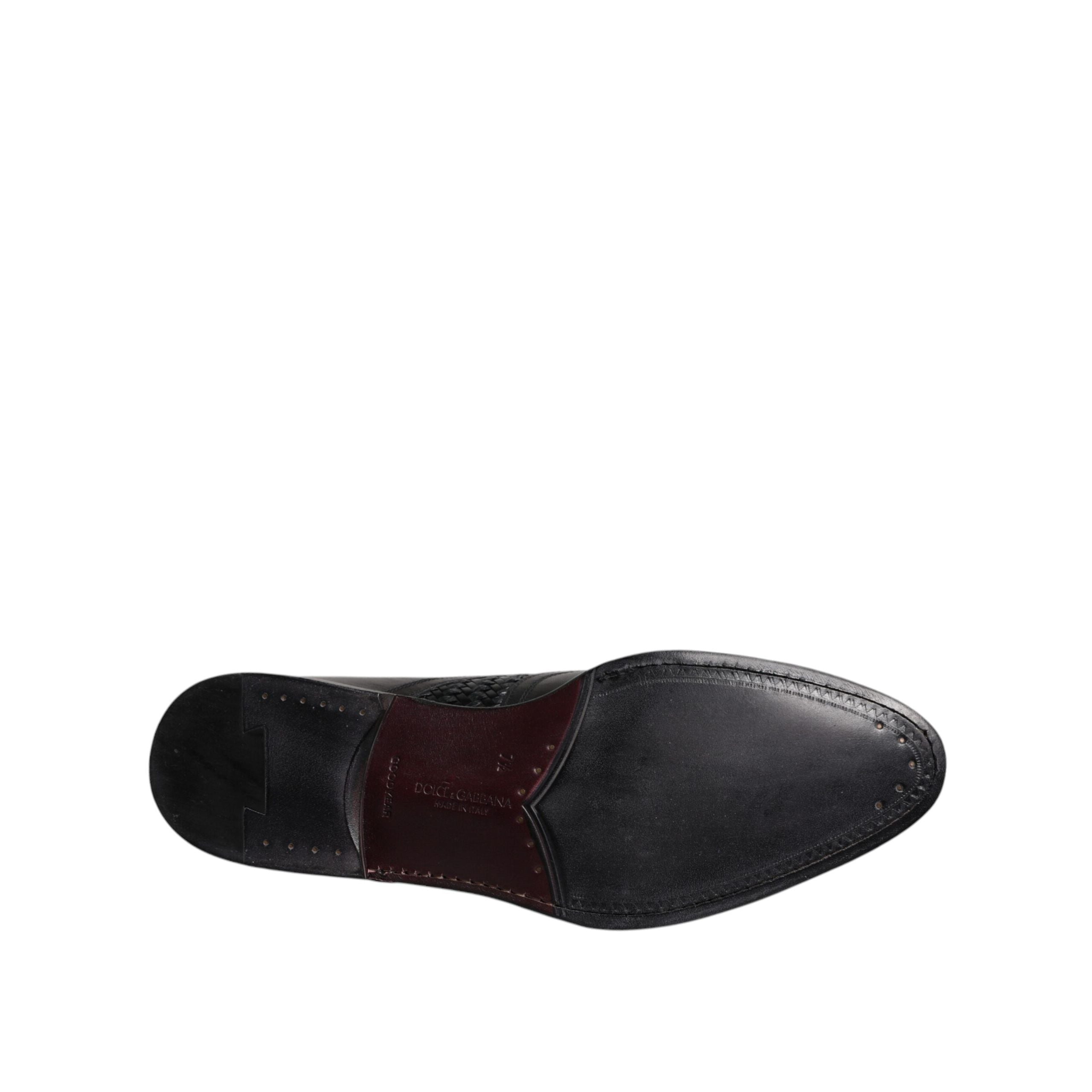 Dolce & Gabbana Black Leather Wingtip Lace-Up Derby Shoes