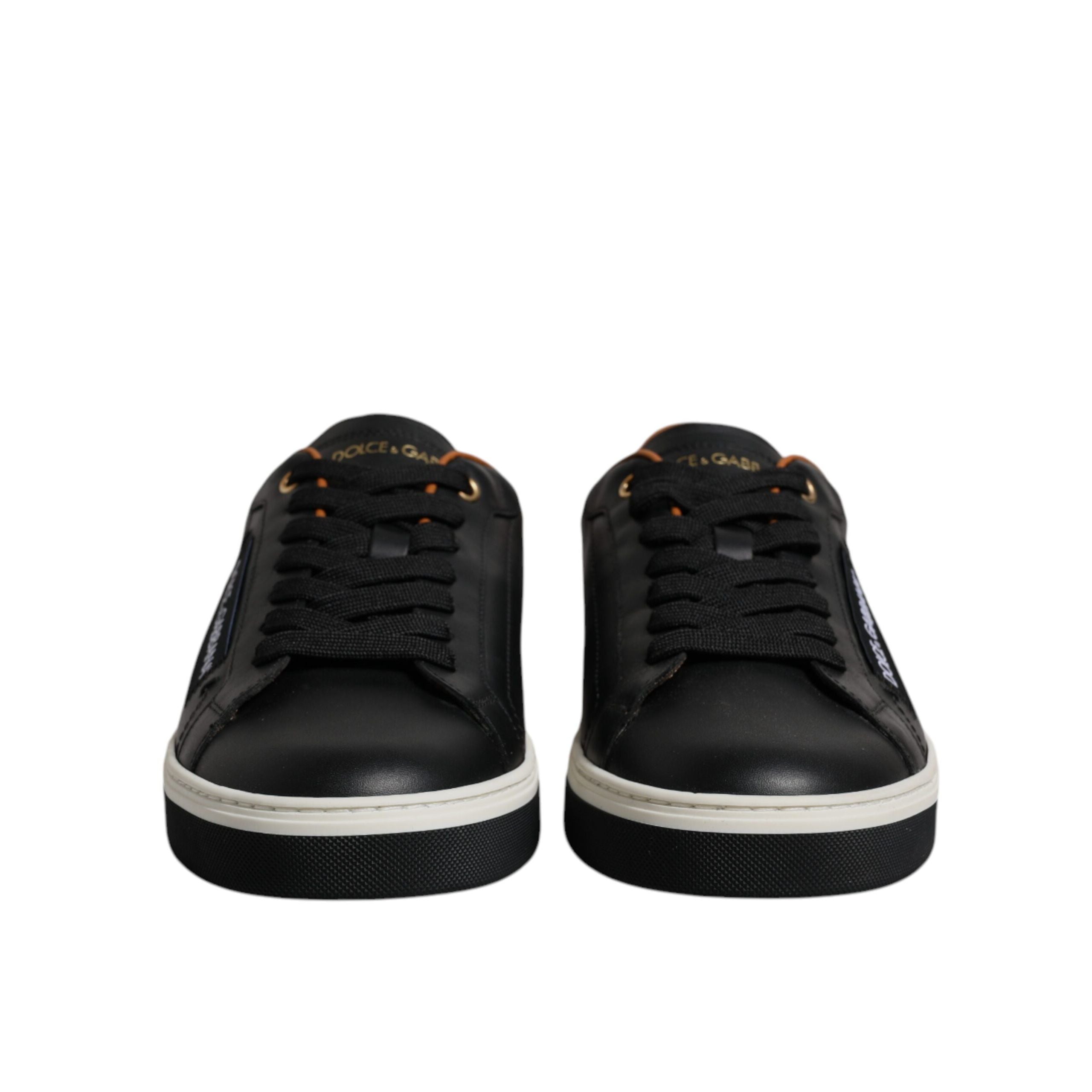 Dolce & Gabbana Black Leather Low Top Sneakers