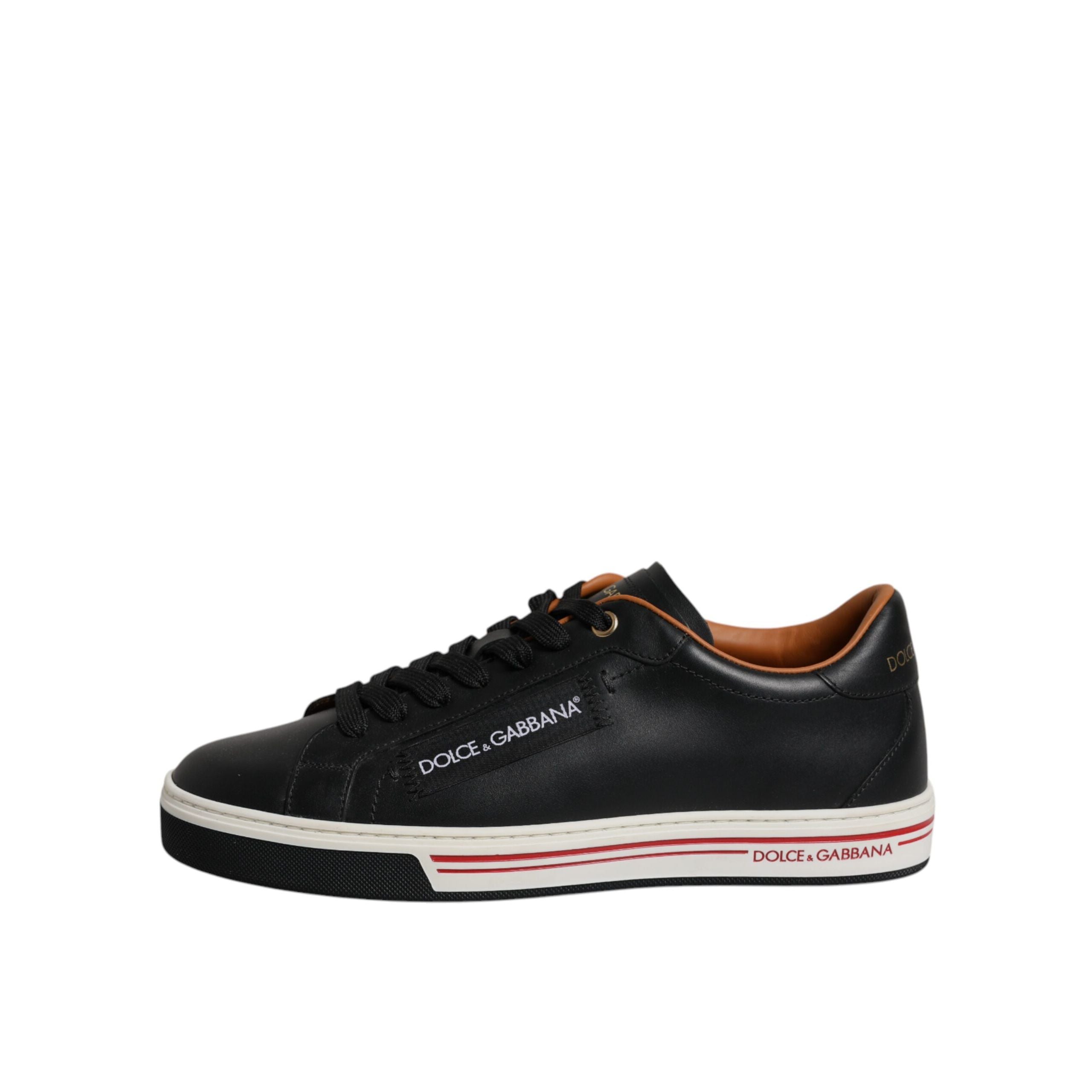 Dolce & Gabbana Black Leather Low Top Sneakers