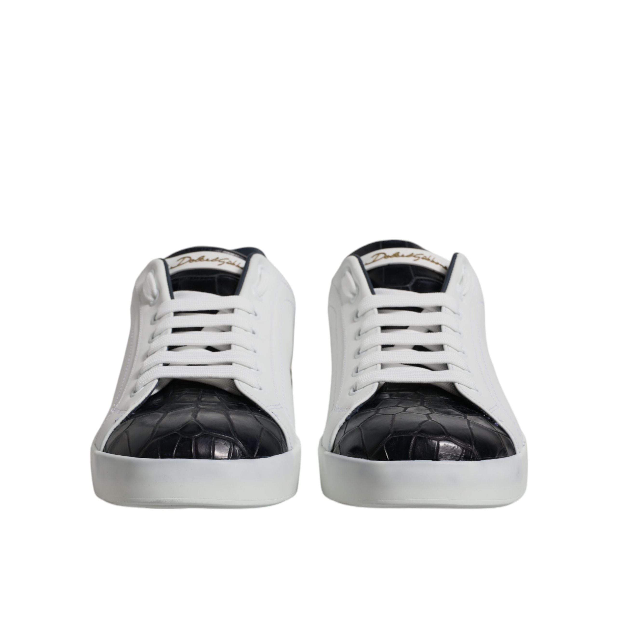 Adidași Portofino Dolce & Gabbana din piele alb-negru