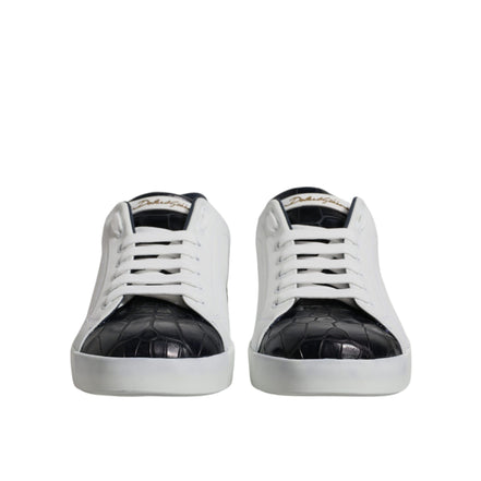 Adidași Portofino Dolce & Gabbana din piele alb-negru