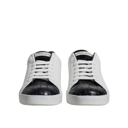 Adidași Portofino Dolce & Gabbana din piele alb-negru