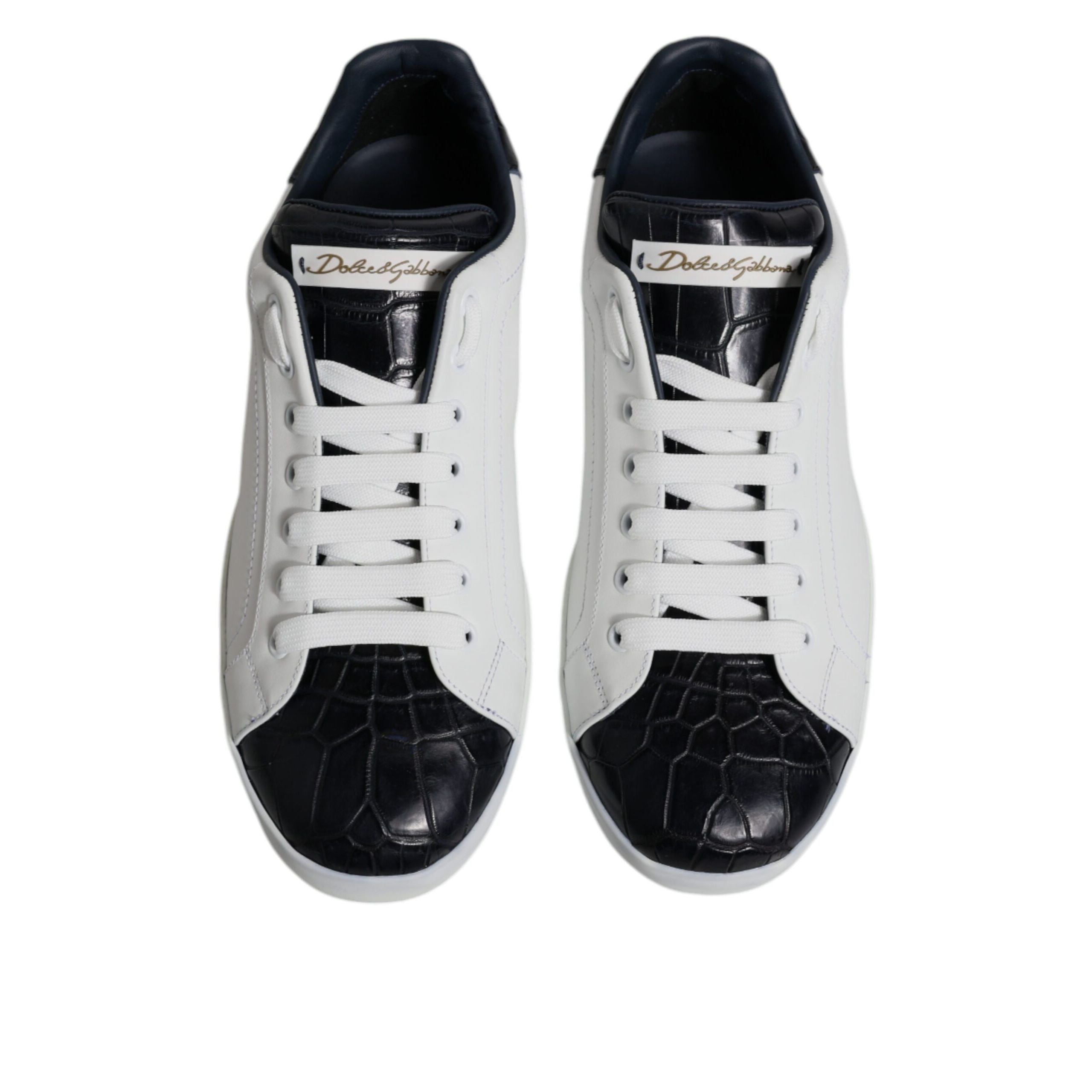 Adidași Portofino Dolce & Gabbana din piele alb-negru