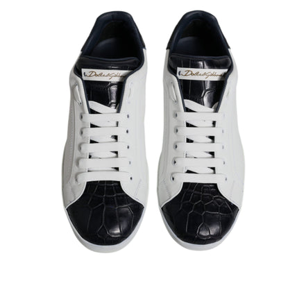 Adidași Portofino Dolce & Gabbana din piele alb-negru