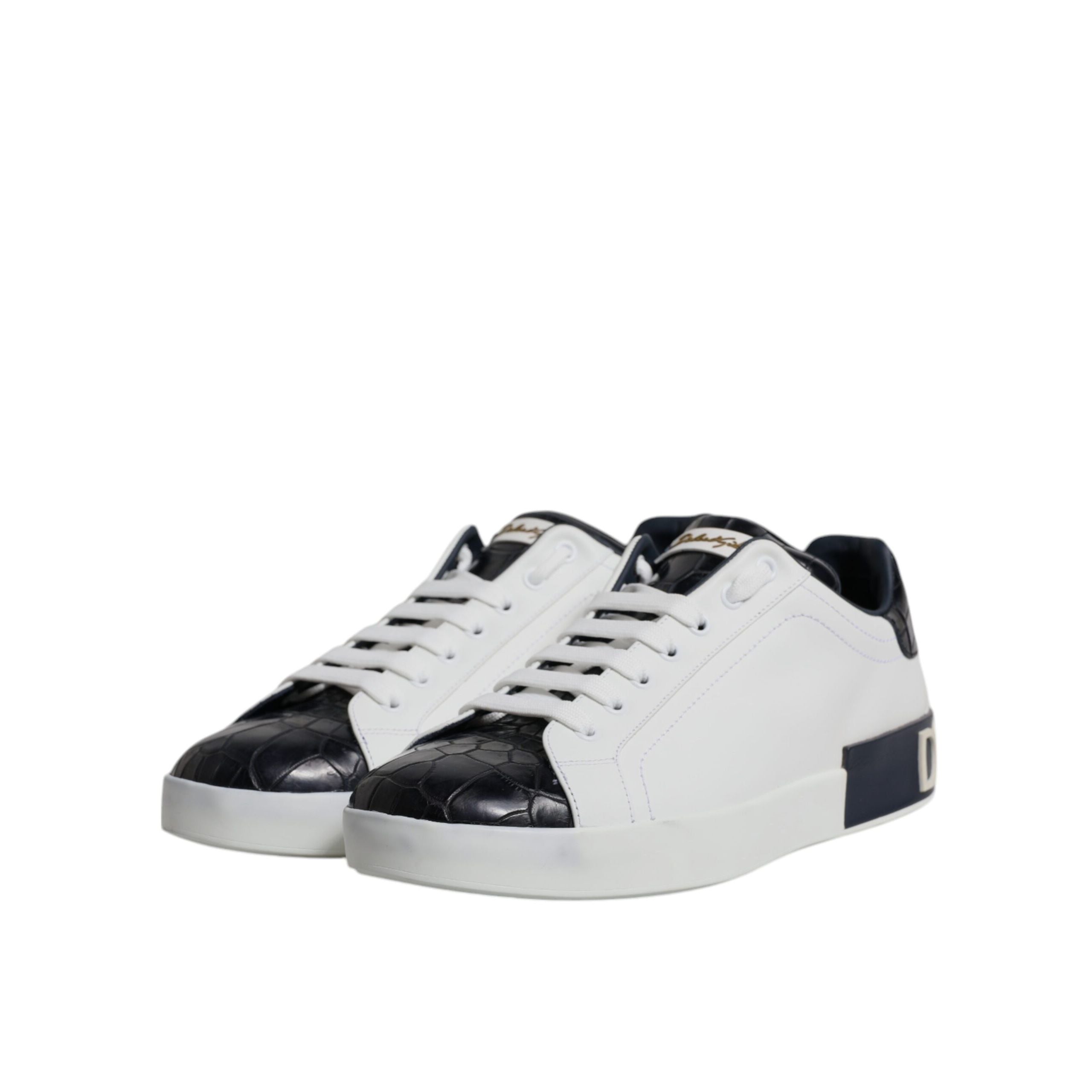 Adidași Portofino Dolce & Gabbana din piele alb-negru