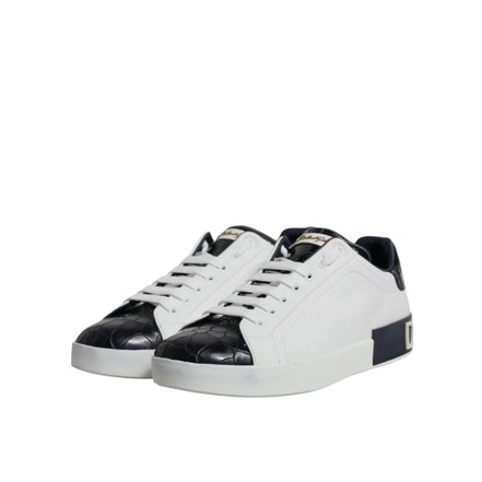 Adidași Portofino Dolce & Gabbana din piele alb-negru
