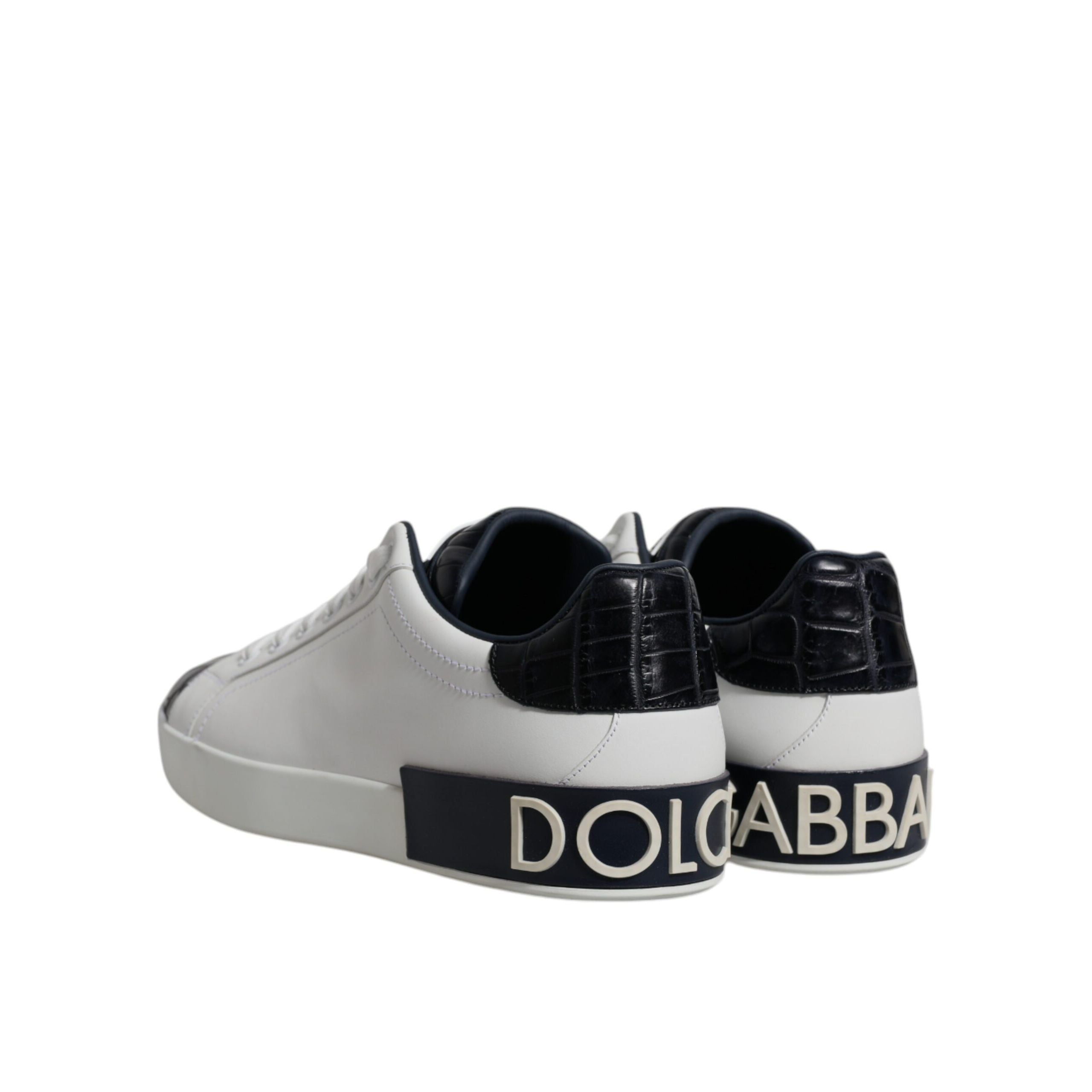 Adidași Portofino Dolce & Gabbana din piele alb-negru