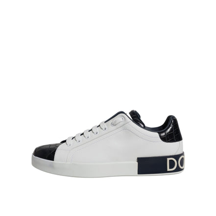Adidași Portofino Dolce & Gabbana din piele alb-negru