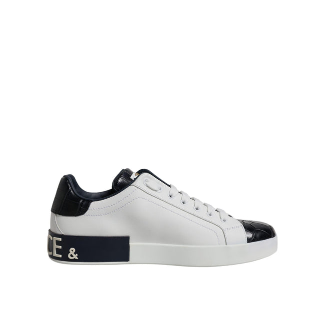 Adidași Portofino Dolce & Gabbana din piele alb-negru