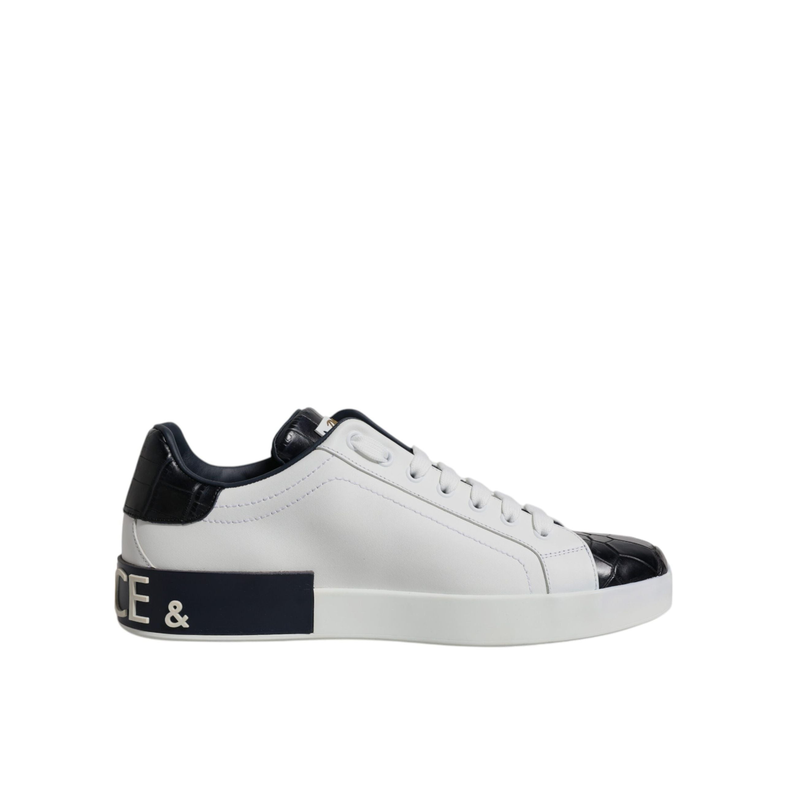Adidași Portofino Dolce & Gabbana din piele alb-negru