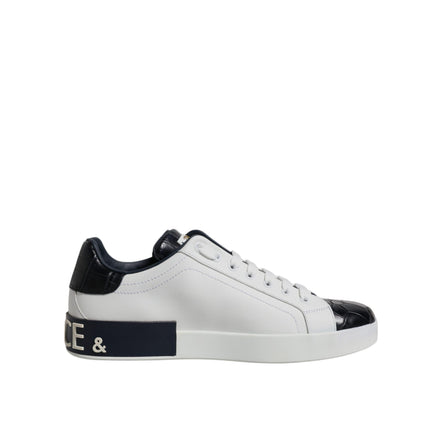 Adidași Portofino Dolce & Gabbana din piele alb-negru
