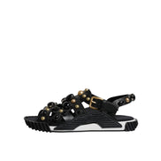 Dolce & Gabbana Black Leather Studded Slide Sandals