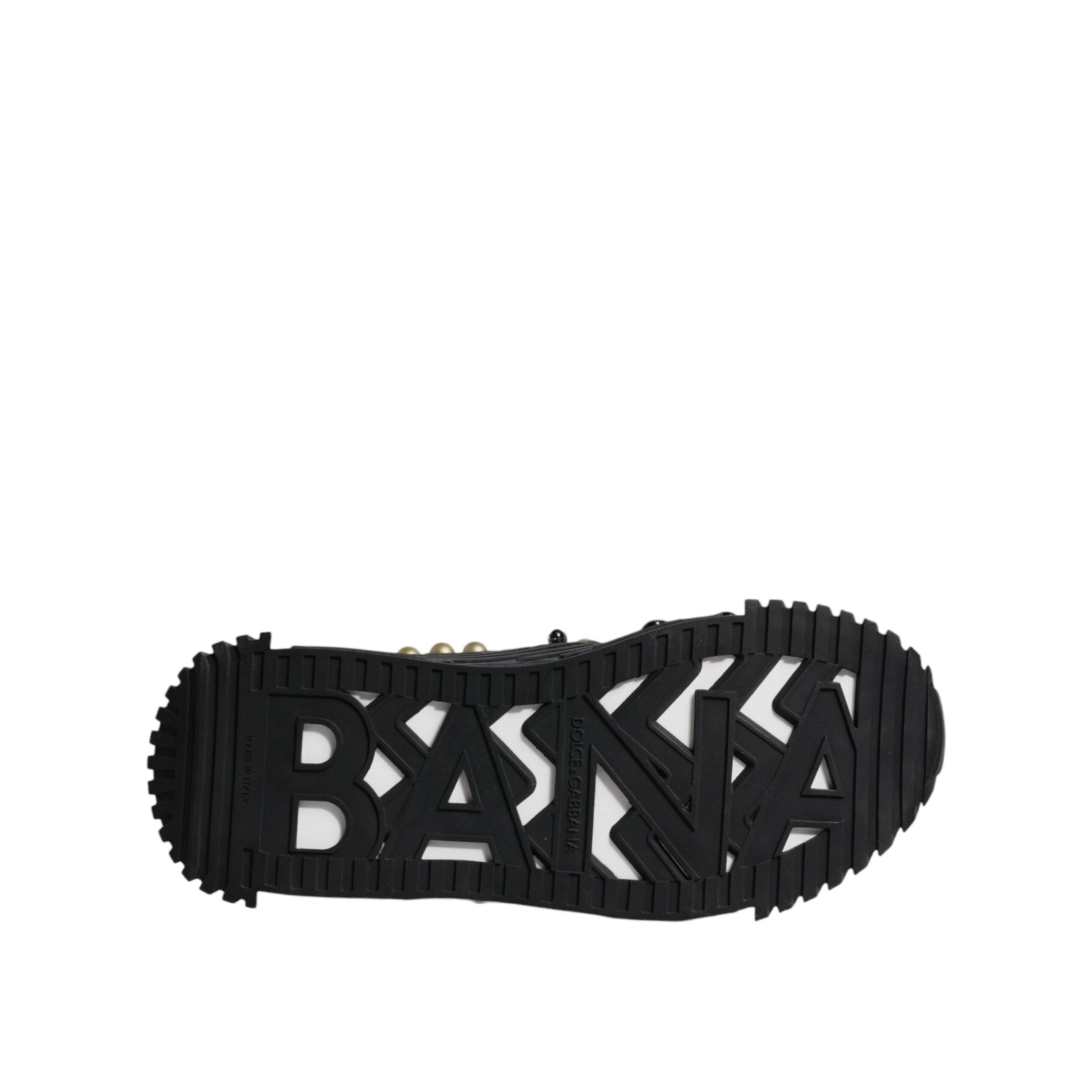 Dolce & Gabbana Black Leather Studded Slide Sandals