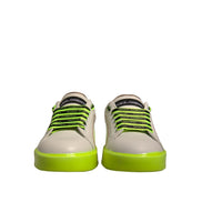 Dolce & Gabbana White Yellow Portofino Leather Sneakers