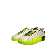 Dolce & Gabbana White Yellow Portofino Leather Sneakers