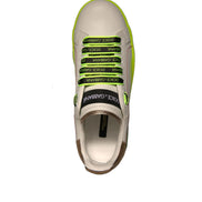Dolce & Gabbana White Yellow Portofino Leather Sneakers