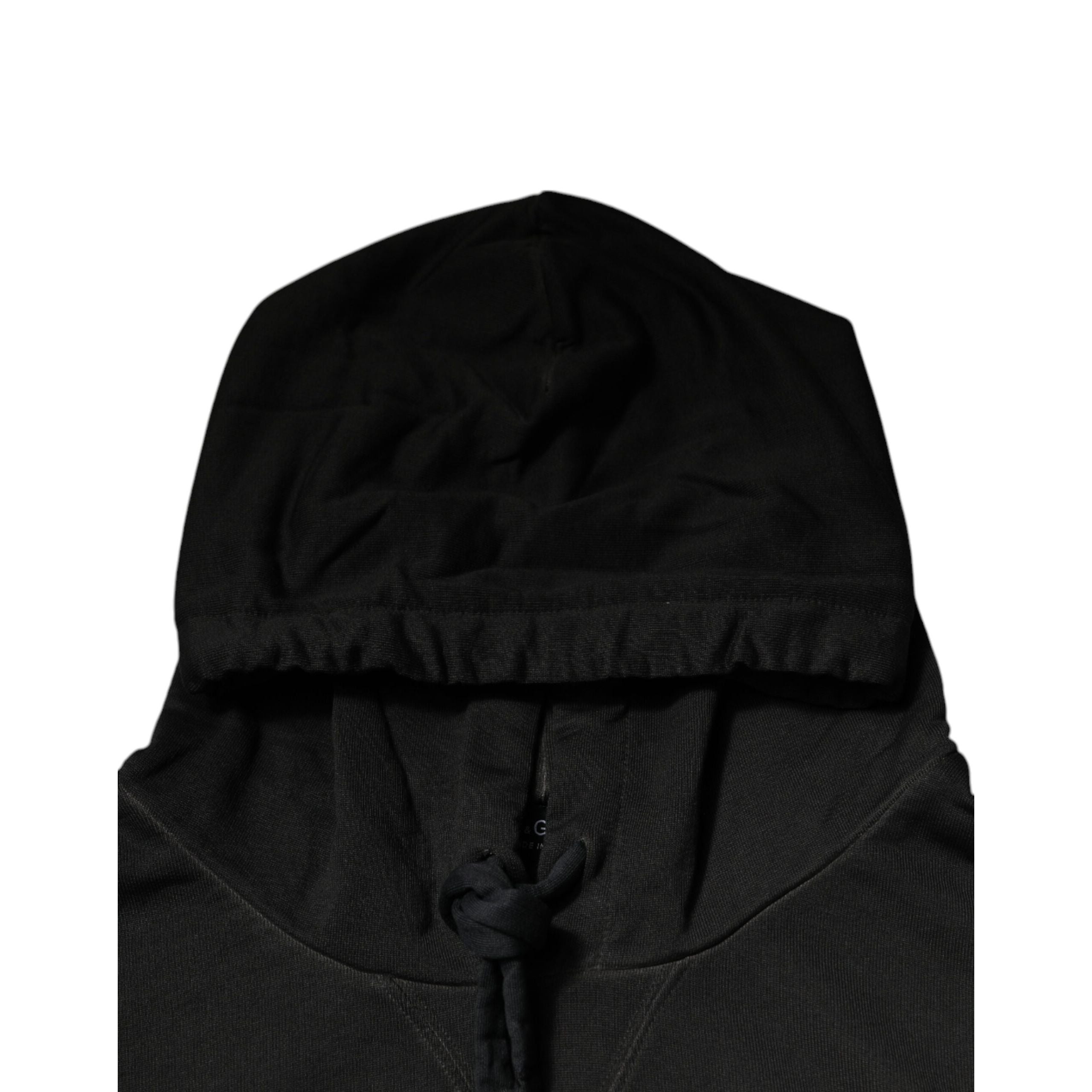 Dolce & Gabbana Black Cotton Hooded DG Shield Sweater