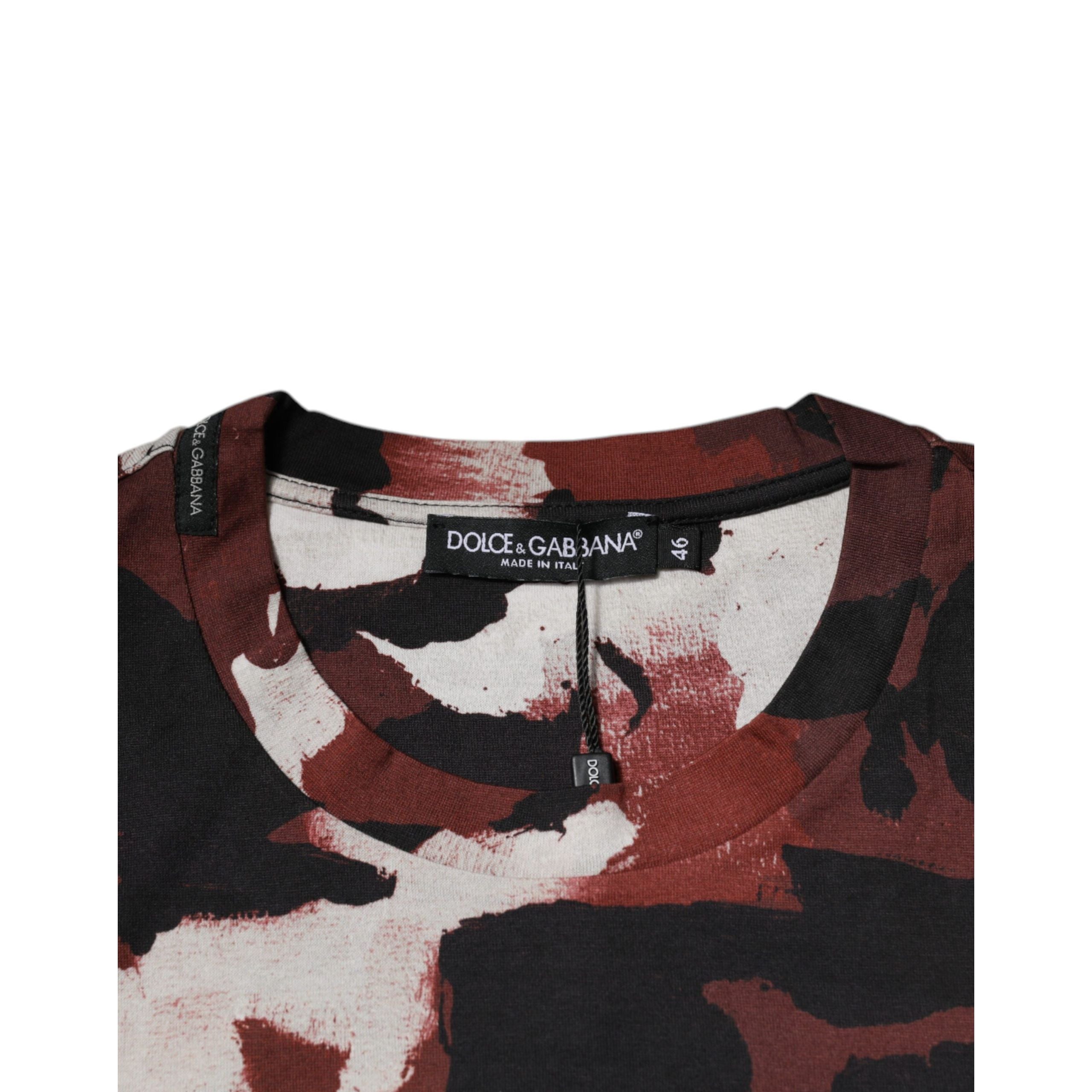 Tricou Dolce & Gabbana cu decolteu rotund și camuflaj multicolor