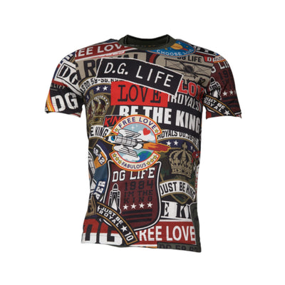 Tricou Dolce & Gabbana din bumbac cu decolteu rotund și imprimeu grafic multicolor