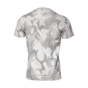Tricou Dolce & Gabbana bumbac, alb-gri camuflaj, cu decolteu rotund