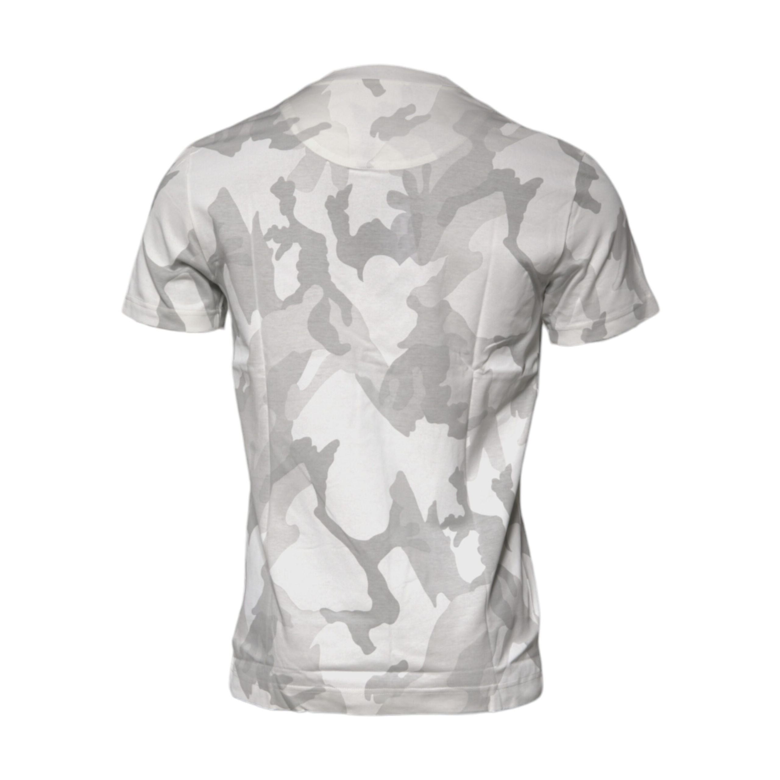 Tricou Dolce & Gabbana bumbac, alb-gri camuflaj, cu decolteu rotund